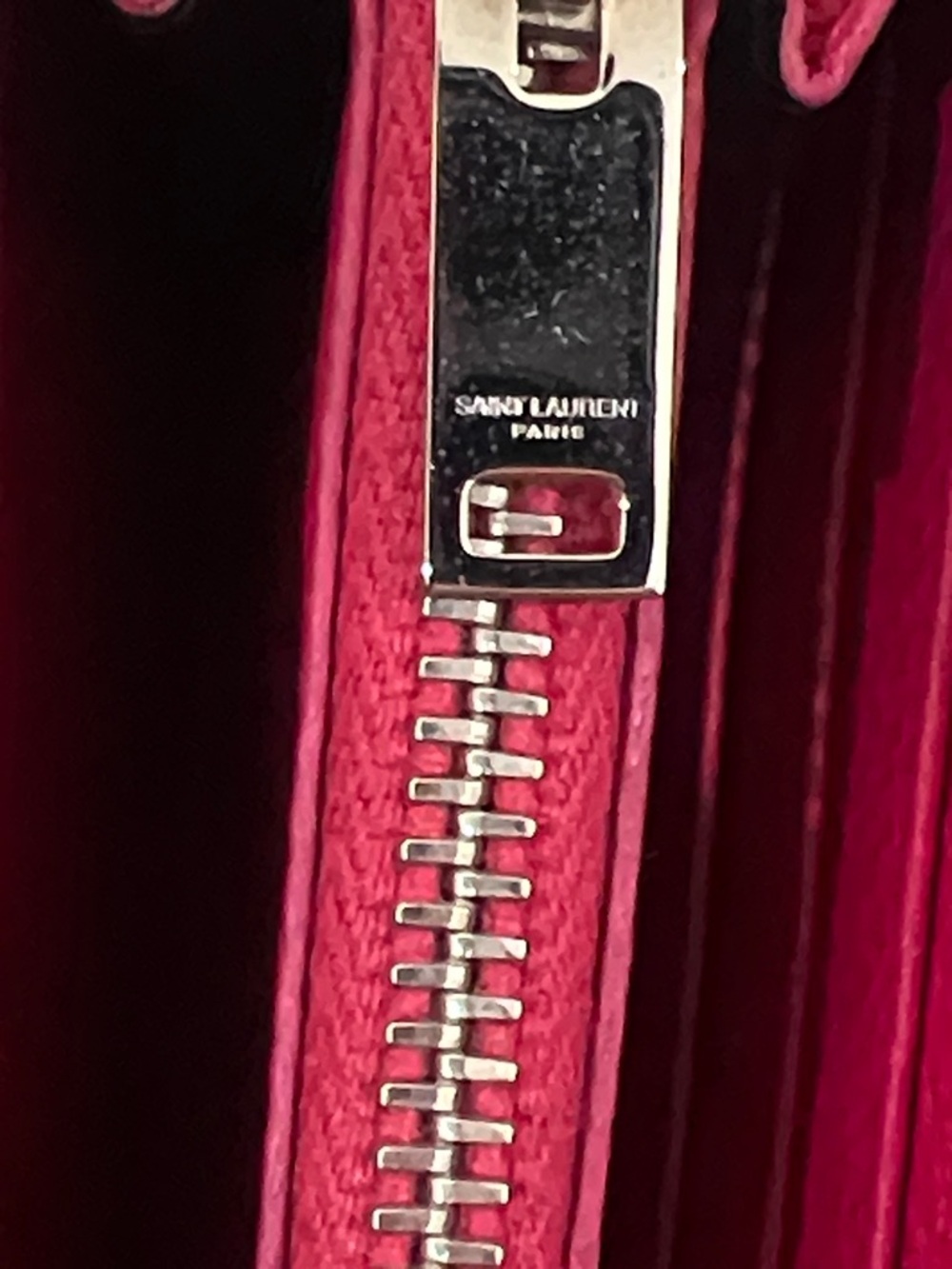Saint Laurent Fuchsia Zip Wallet with YSL Charm - Picture 12 of 15